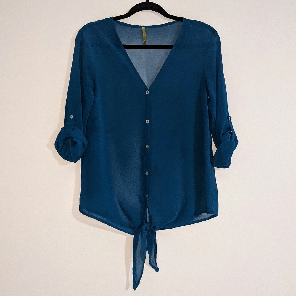 West Kei sheer tie-front blouse